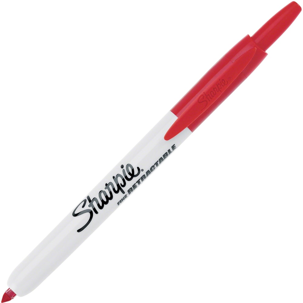 Sharpie Retractable Permanent Markers, Fine Point, Red, Box Of 12