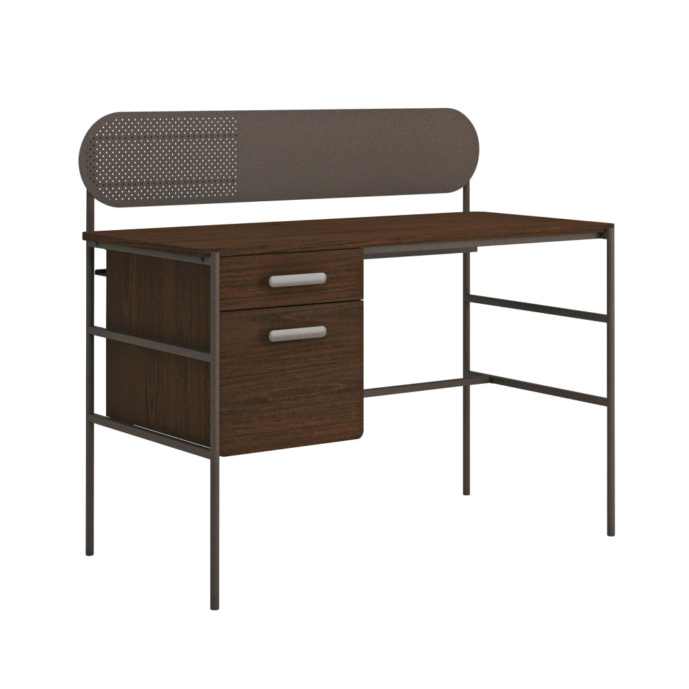 Sauder Radial 47inW Single-Pedestal Computer Desk, Umber Wood