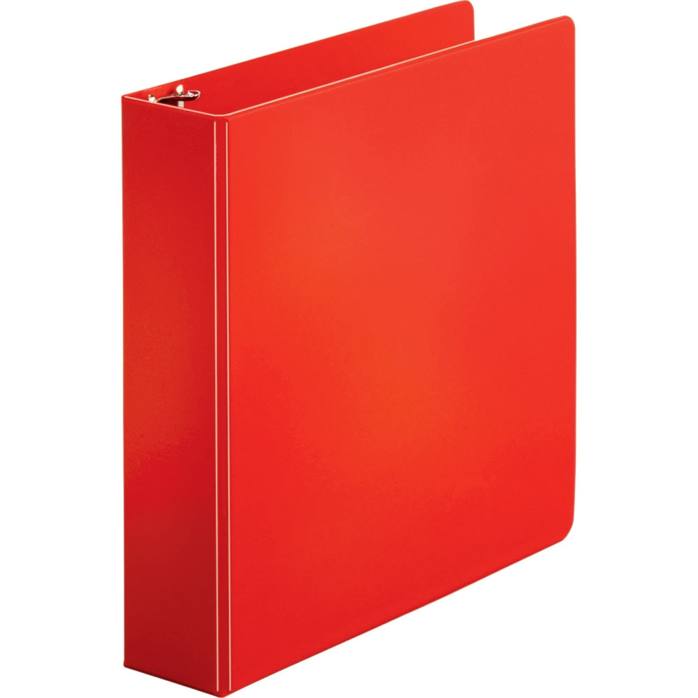 Business Source Basic 3-Ring Binder, 2in Round Rings, Red