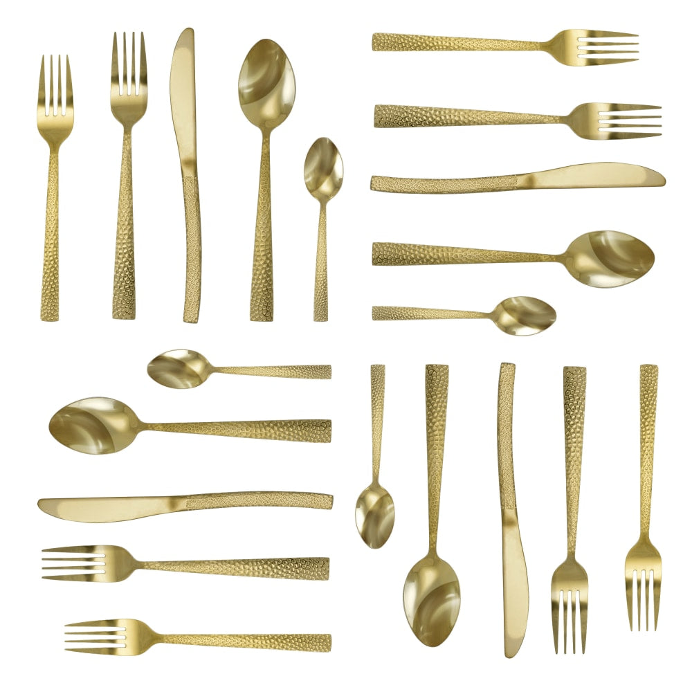 MegaChef Baily 20-Piece Stainless-Steel Flatware Set, Light Gold