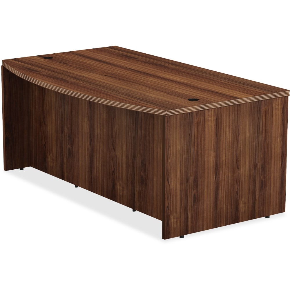 Lorell Chateau 72inW Bowfront Computer Desk, Walnut