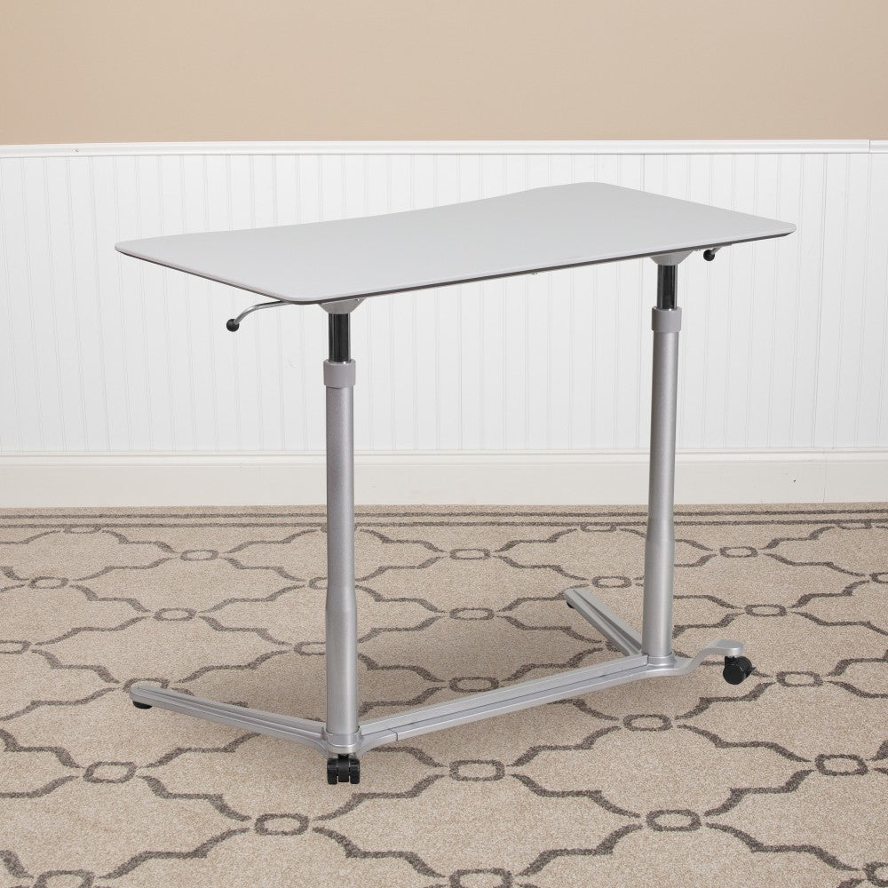 Flash Furniture 38inW Sit-Down/Stand-Up Ergonomic Computer Desk, Light Gray