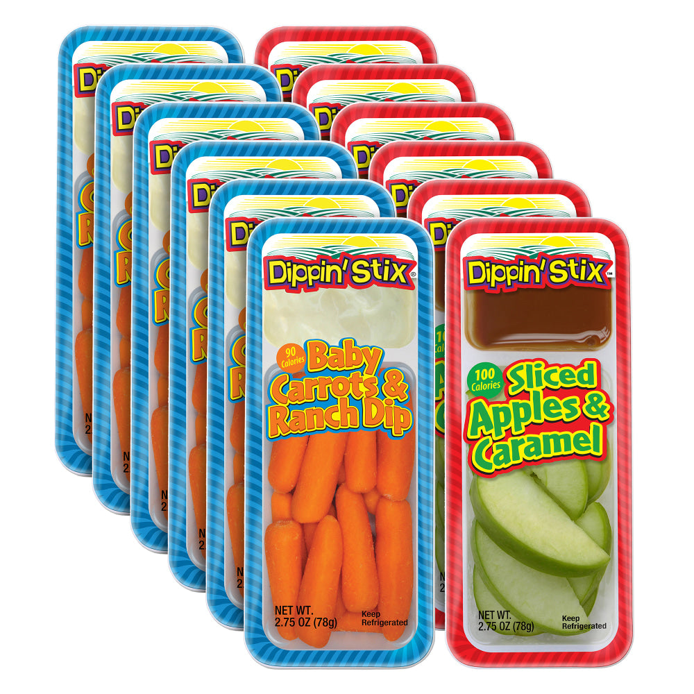 Dippin Stix Baby Carrots And Ranch Dip & Caramel Apples, 2.75 Oz, Pack Of 12