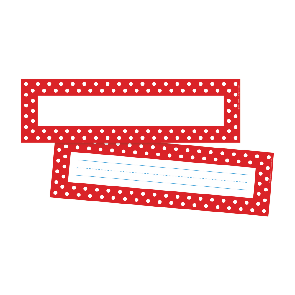 Barker Creek Double-Sided Name Plates, 12in x 3 1/2in, Red/White Dot, Pack Of 72 Name Plates