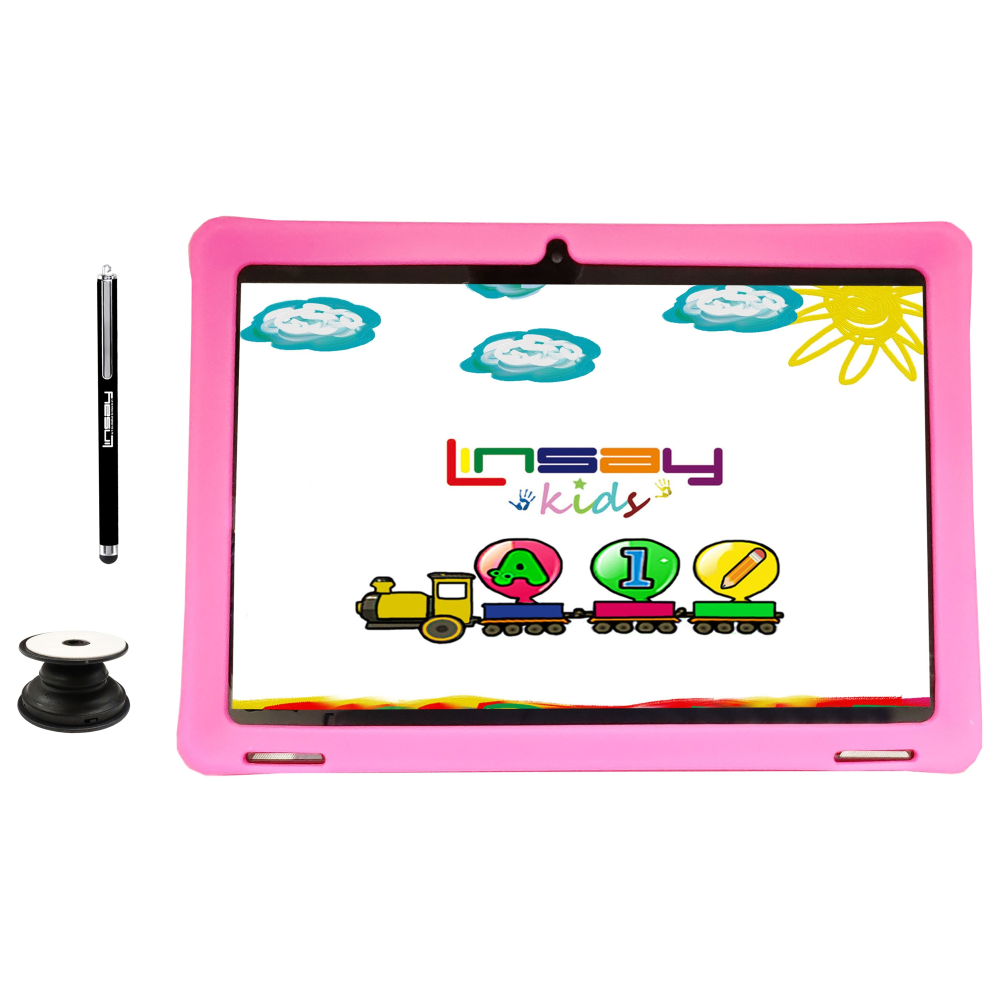 Linsay F10IPS Tablet, 10.1in Screen, 2GB Memory, 64GB Storage, Android 13, Pink