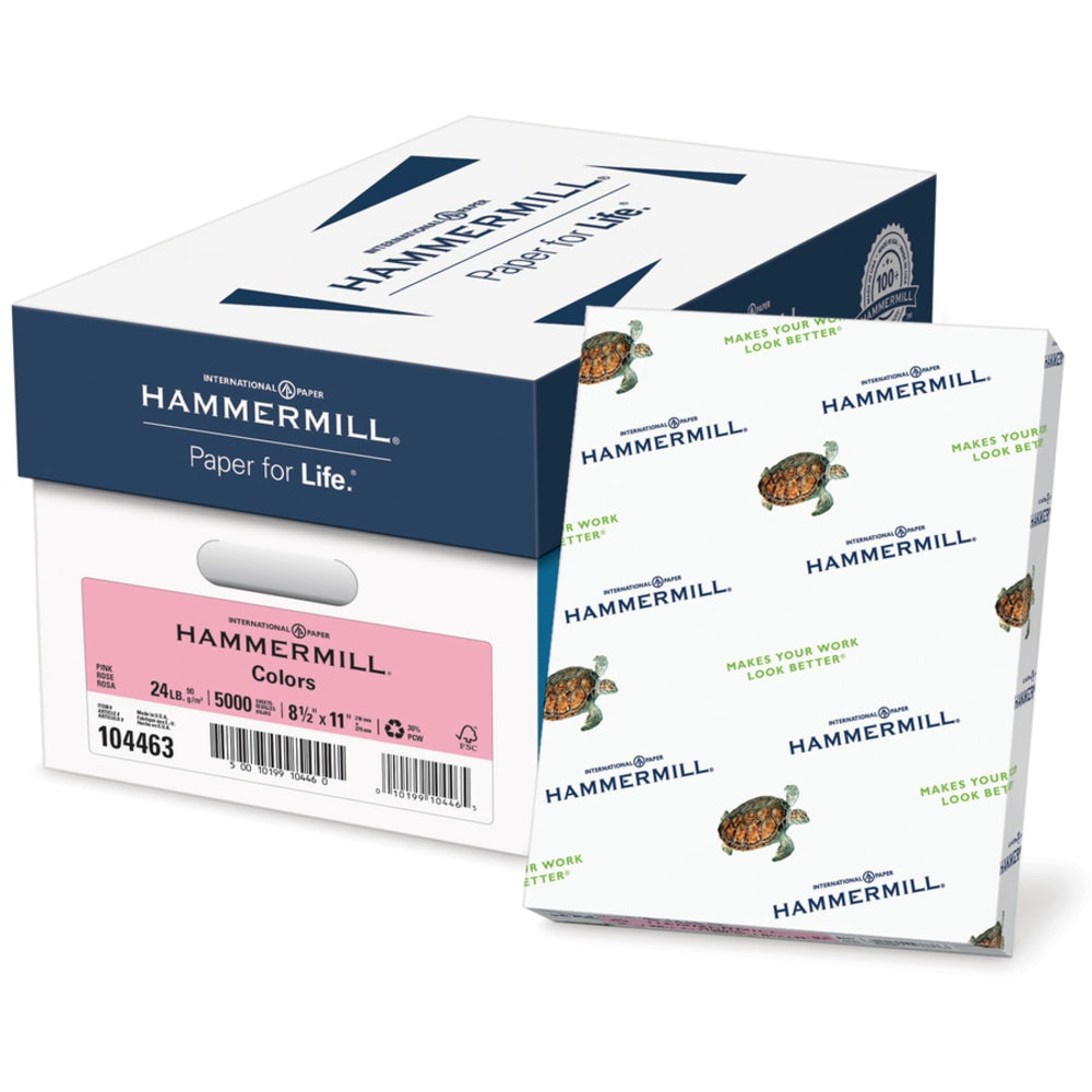 Hammermill Colors Color Multi-Use Printer & Copy Paper, Pink, Letter (8.5in x 11in), 500 Sheets Per Ream, 24 Lb, 100 Brightness, 30% Recycled