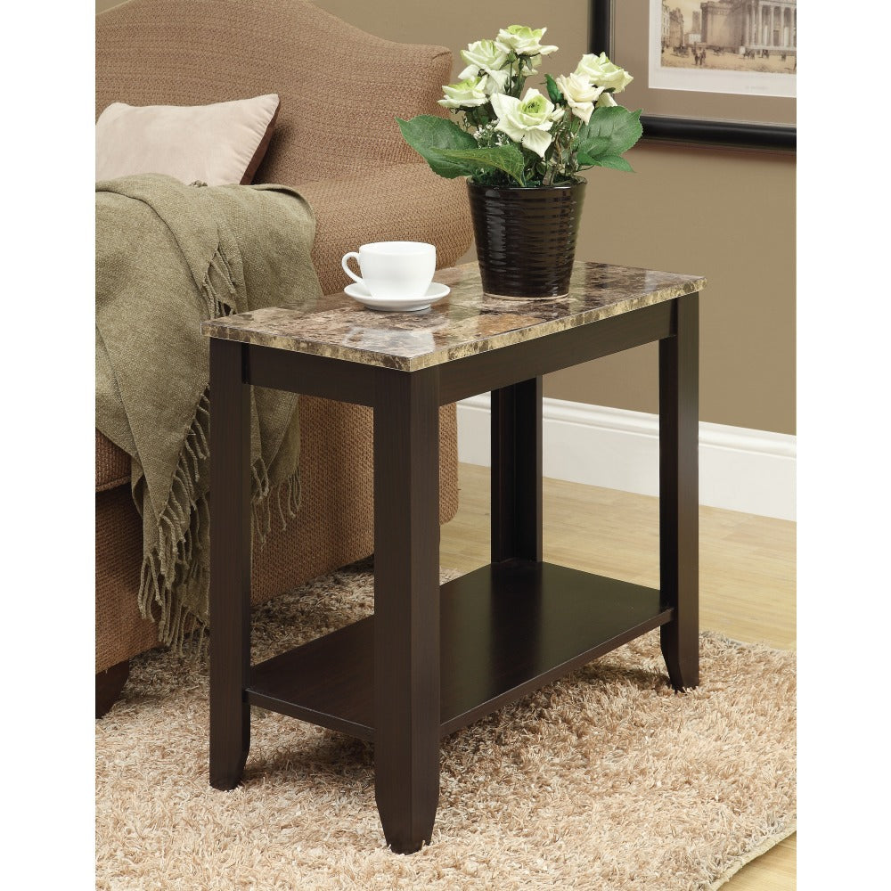 Monarch Specialties Accent Table With Marble Top, Rectangle, Brown