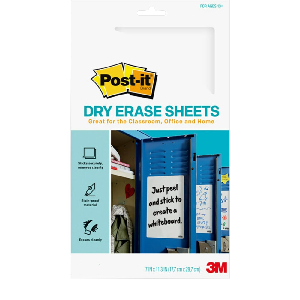 Post-it Dry Erase Sheets DEFSheets-30PK, 7 in x 11.3 in, 30 Sheets Per Pack