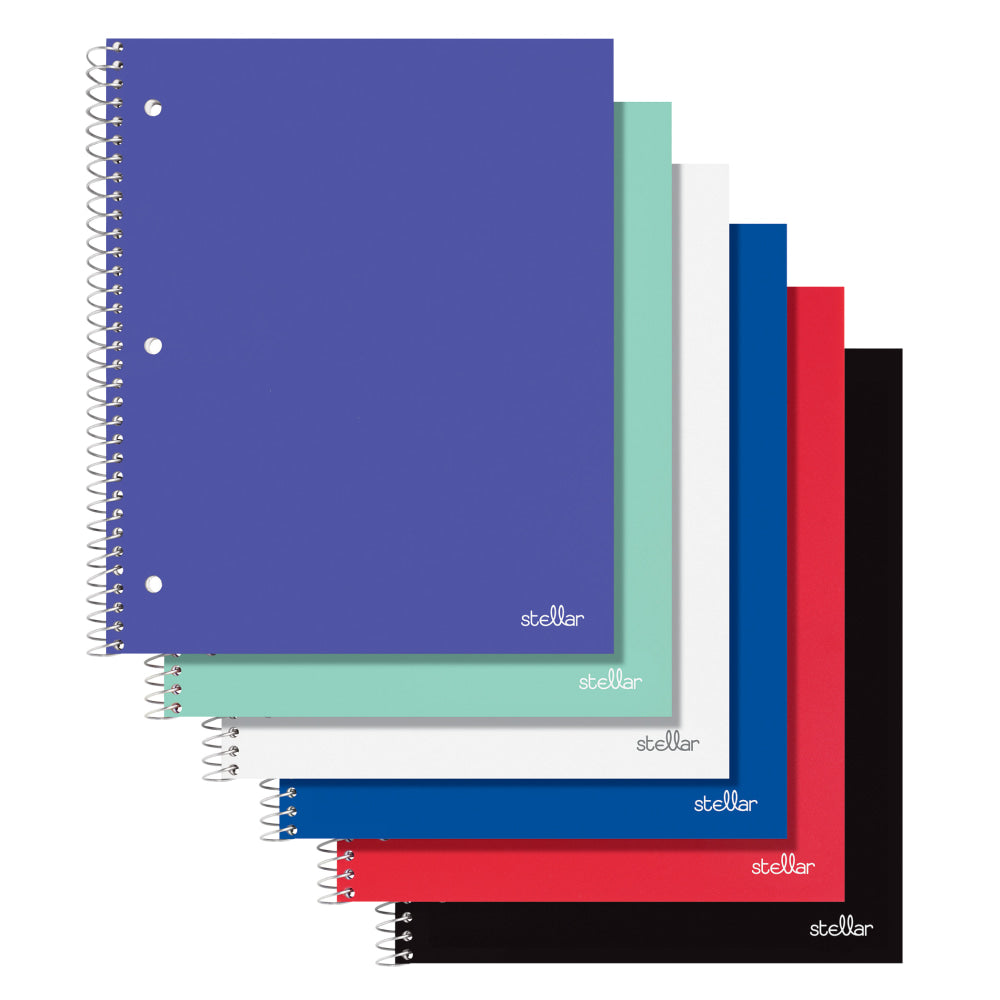 Office Depot Brand Stellar Poly Notebook, 8-1/2in x 11in,1 Subject, College Ruled, 80 Sheets, Assorted Colors, Pack Of 8 Notebooks