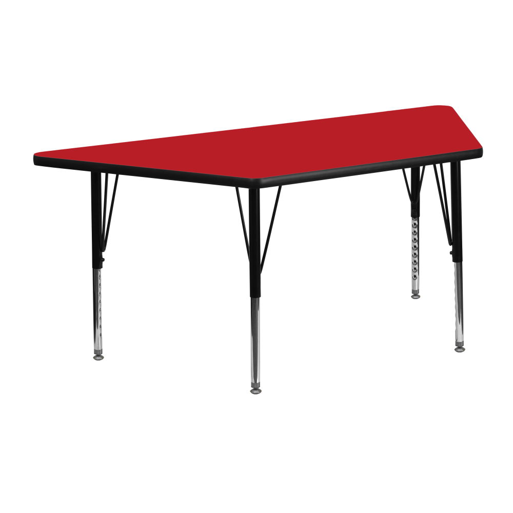 Flash Furniture 47inW Trapezoid HP Laminate Activity Table With Short Height-Adjustable Legs, Red