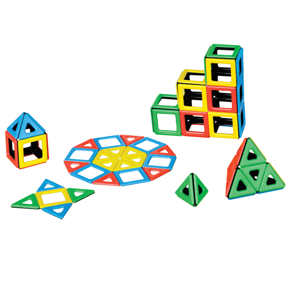 Polydron 96-Piece Magnetic Polydron Class Set, Red/Blue/Green/Yellow, Pre-K To Grade 1