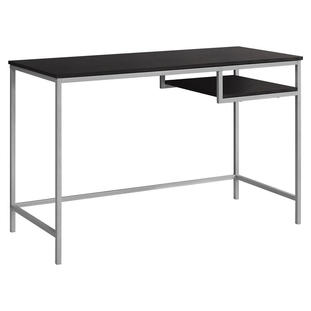 Monarch Specialties 48inW Computer Desk With Hanging Shelf, Cappuccino/Silver