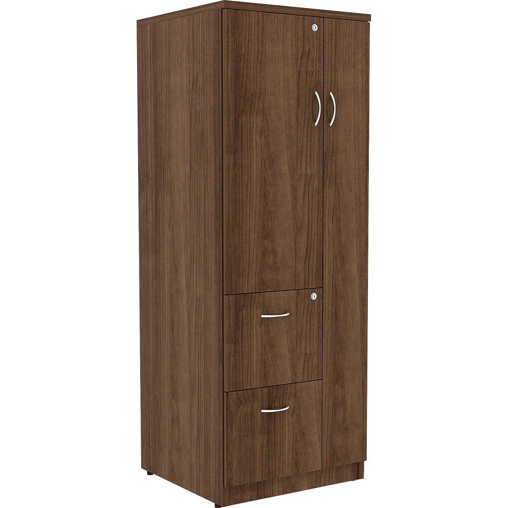 Lorell Essentials Tall Storage Cabinet, 2 Adjustable Shelves, Walnut