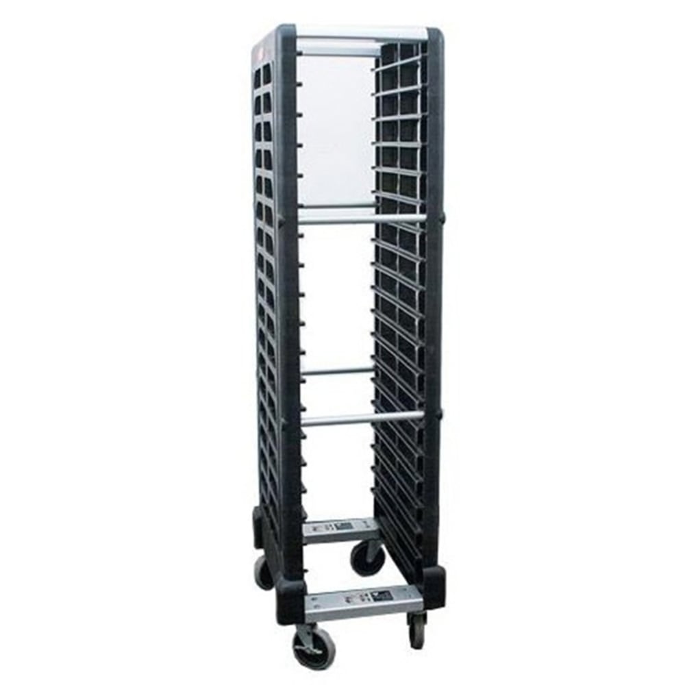 Rubbermaid 18-Tier Mobile Steam Table Pan Rack, 67-7/8inH x 18-5/8inW x 23-3/4inD, Black