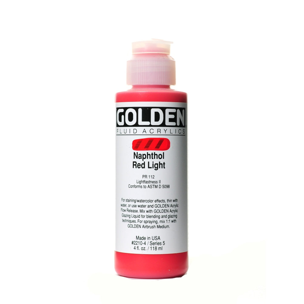 Golden Fluid Acrylic Paint, 4 Oz, Naphthol Red Light