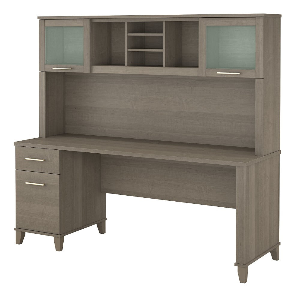 Bush Furniture Somerset Office Desk With Hutch, 72inW, Ash Gray, Standard Delivery