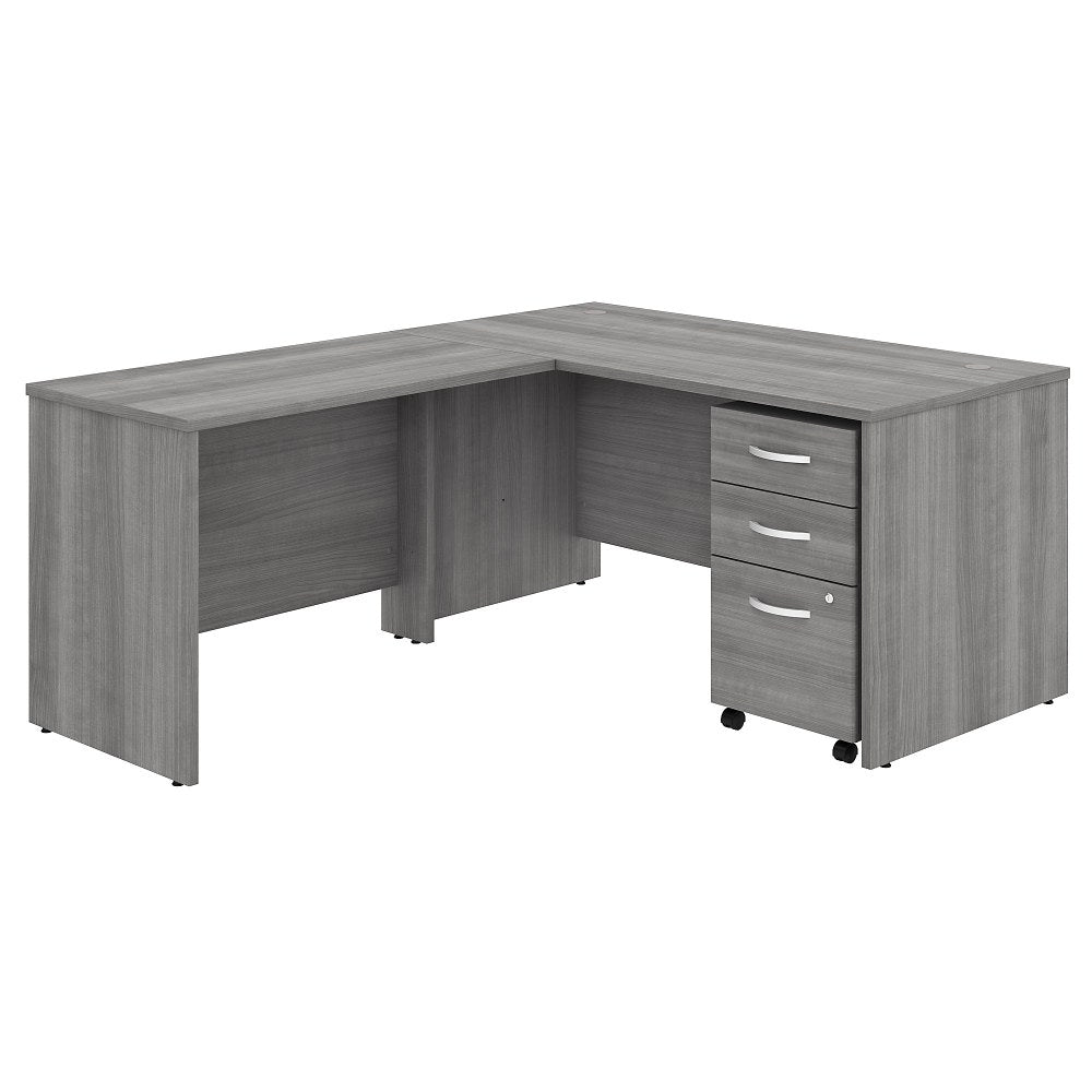 Bush Business Furniture Studio C 60inW L-Shaped Corner Desk With Mobile File Cabinet And Return, Platinum Gray, Standard Delivery