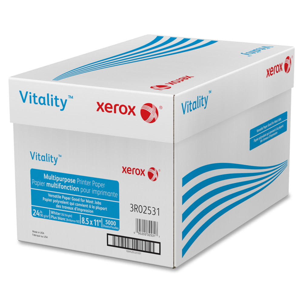 Xerox Vitality Multi-Use Printer & Copy Paper, White, Letter (8.5in x 11in), 5000 Sheets Per Case, 24 Lb, 92 Brightness,  FSC Certified, Case Of 10 Reams