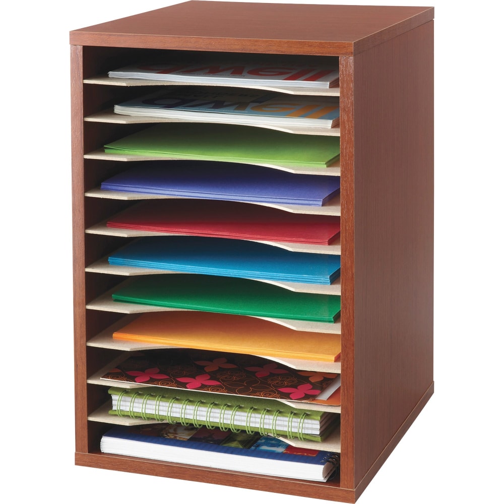 Safco Compact Adjustable Shelf Organizer, 16in x 10 13/16in x 12in, Cherry