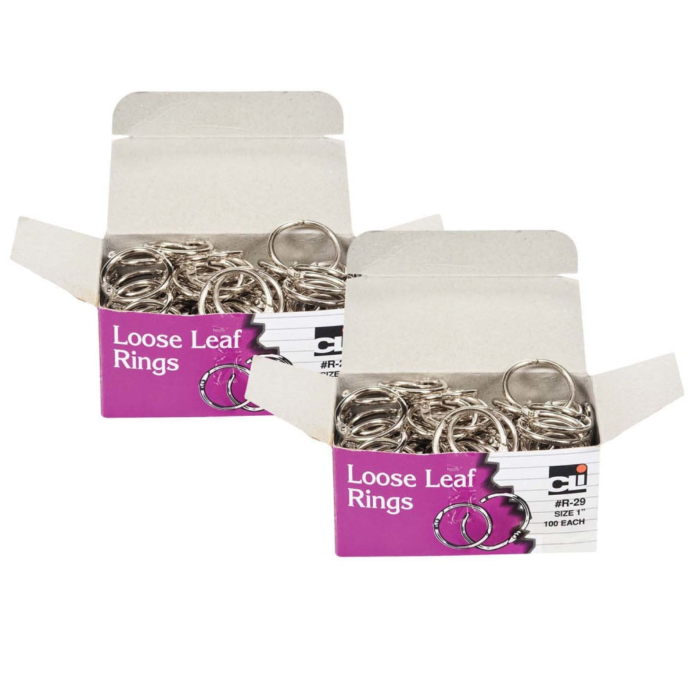 Charles Leonard Loose Leaf Book Rings, 1in, 175 Sheets, 100 Rings Per Box, Pack Of 2 Boxes