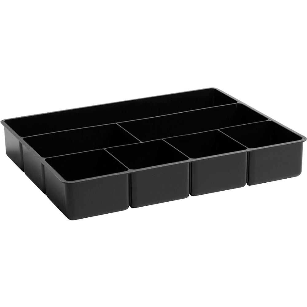 Rubbermaid Director Plastic 7-Compartment Storage Drawer Organizer Tray, 2 6/16in, 16in x 12in, Black