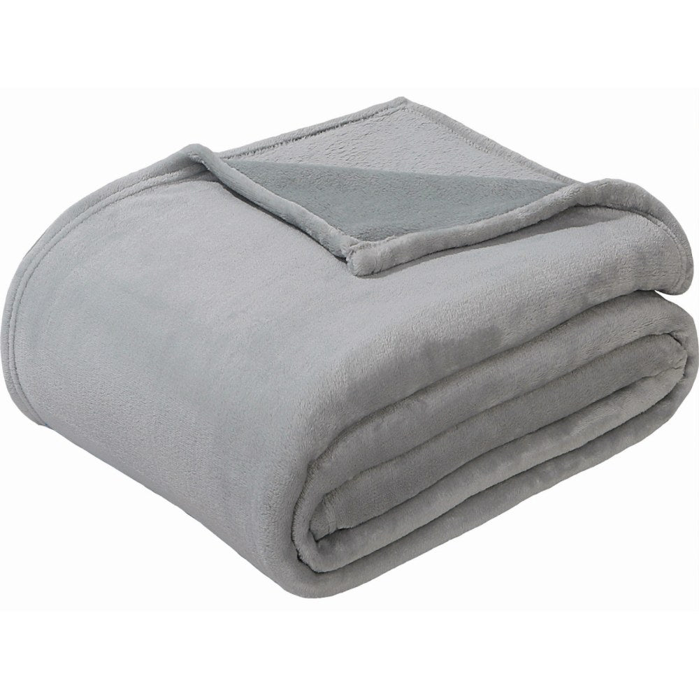 Sedona House Premium Microfiber Velvet Plush Flannel Throw Blanket, 90in x 90in Full/Queen, Gray