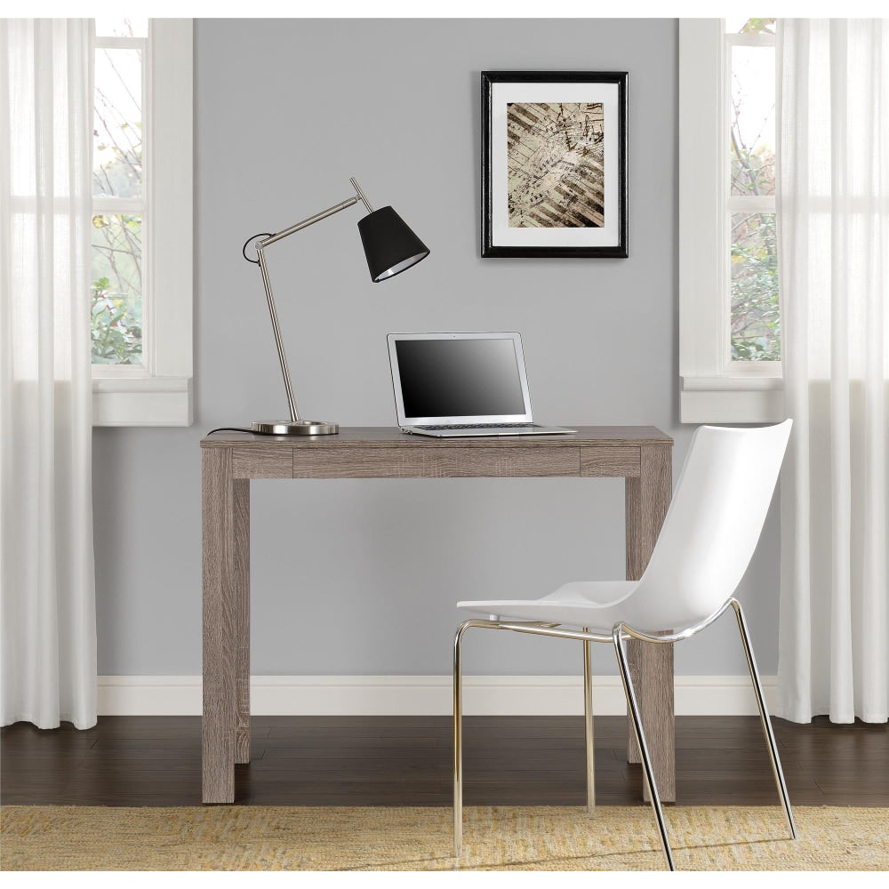 Ameriwood Home Parsons 39inW Writing Desk With Drawer, Distressed Gray Oak