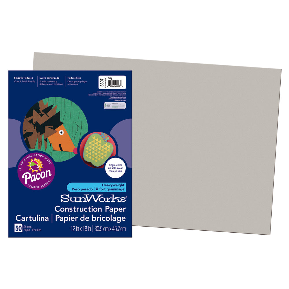 Prang Construction Paper, 12in x 18in, Gray, Pack Of 50