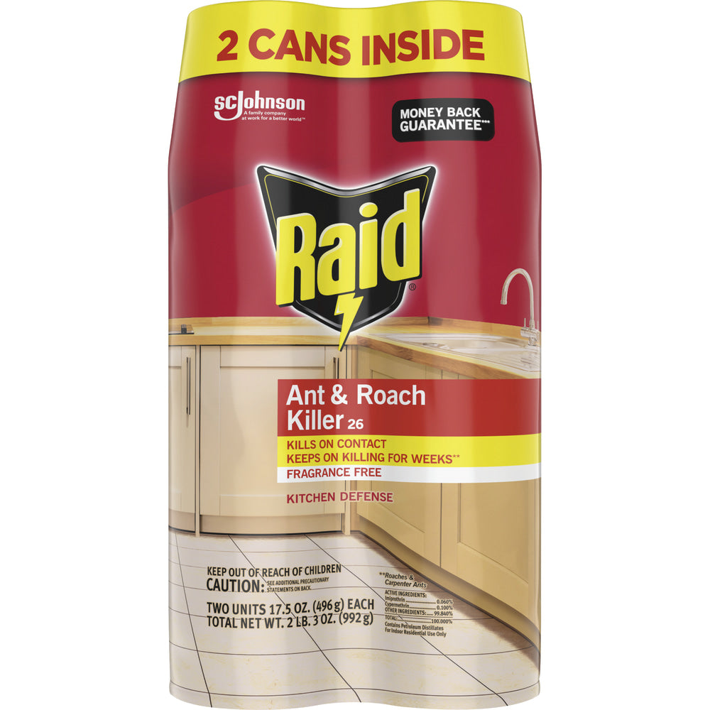 Raid Ant & Roach Killer Spray, Fragrance-Free, 17.5 Oz, Pack Of 2