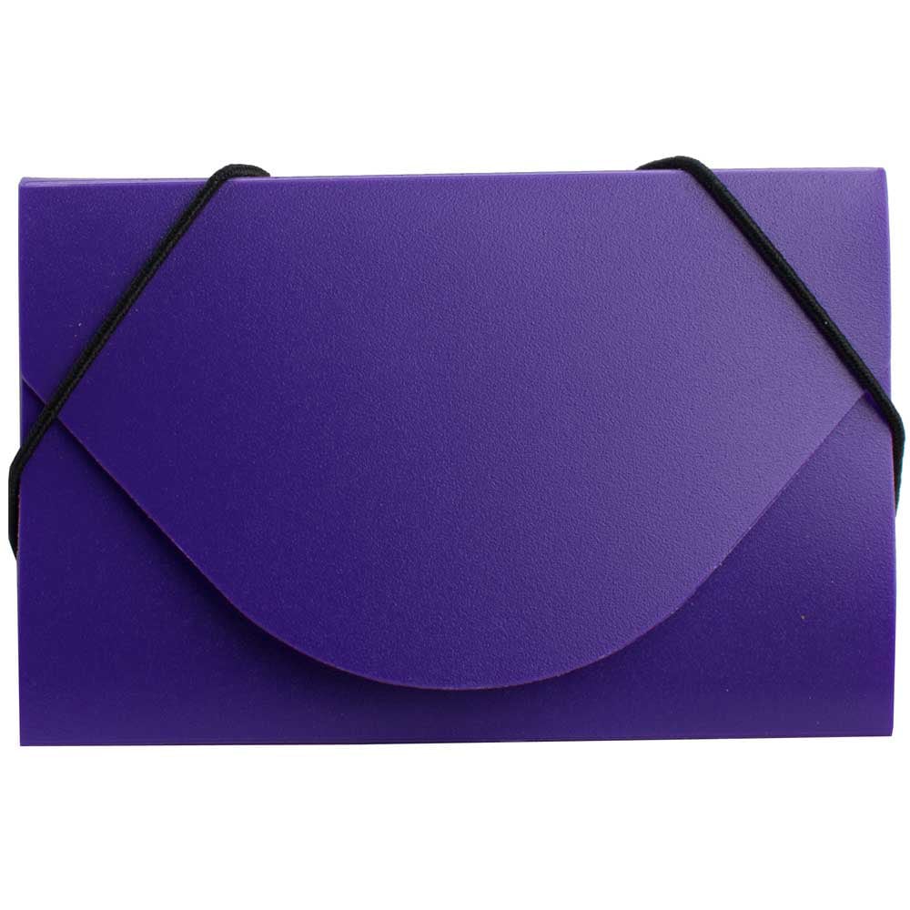 JAM Paper Plastic Business Card Case With Round Flap, 3 1/2in x 2 1/4in x 1/4in, Purple