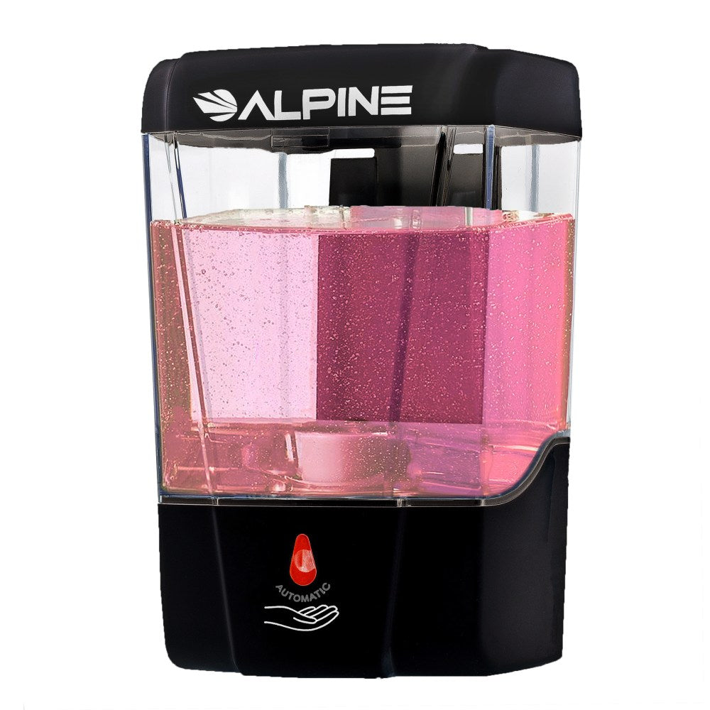 Alpine Automatic Gel Hand Sanitizer Dispenser, 7inH x 4-5/8inW x 4inD, Black