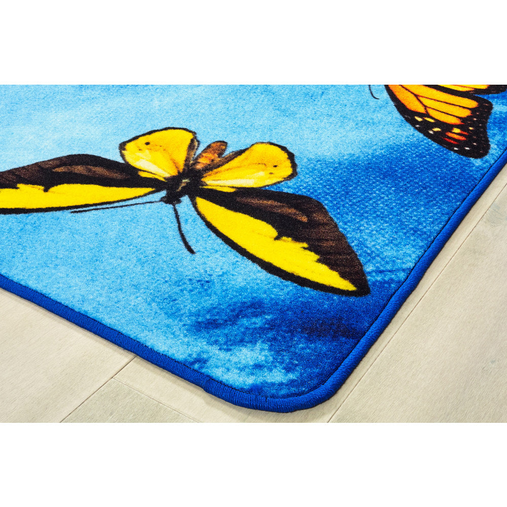 Carpets for Kids Pixel Perfect Collection Beautiful Butterfly Seating Rug, 6ft x 9ft, Multicolor