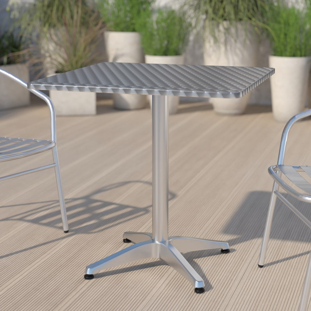 Flash Furniture Square Metal Indoor/Outdoor Table, 27-1/2inH x 27-1/2inW x 27-1/2inD, Silver