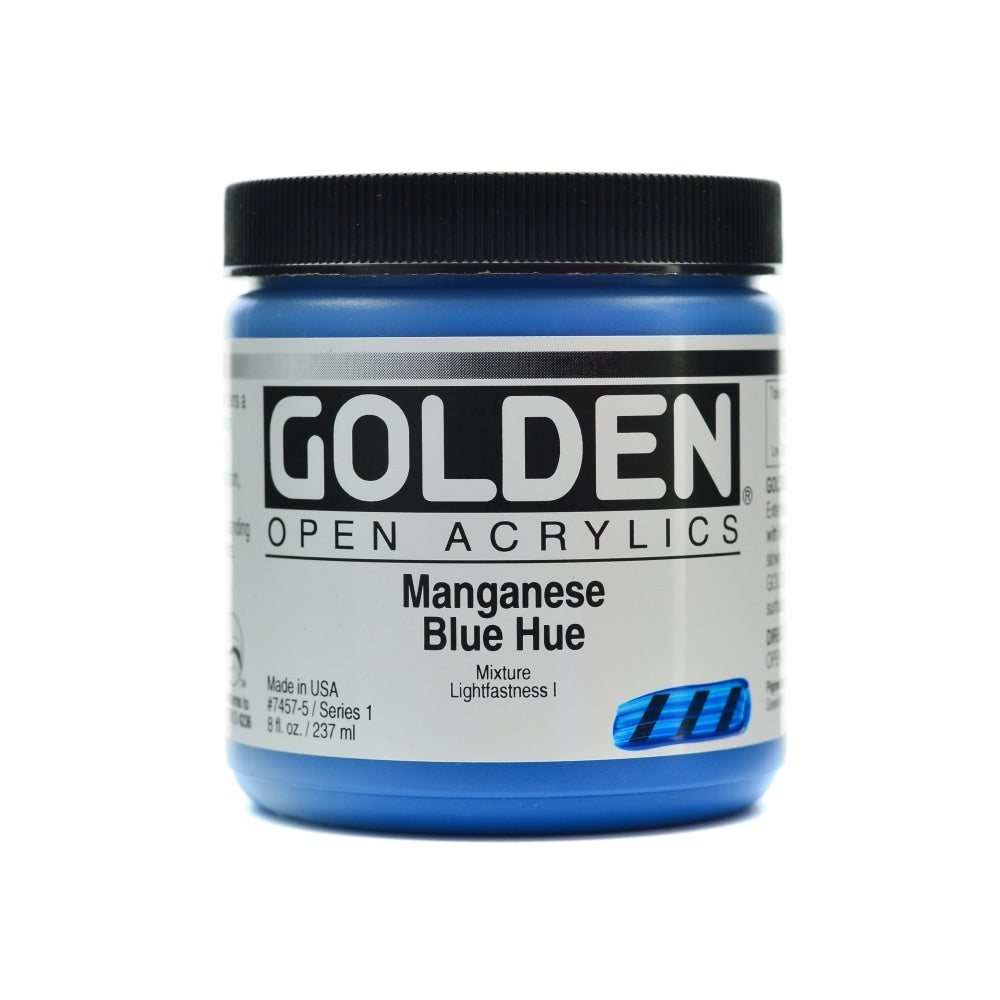 Golden OPEN Acrylic Paint, 8 Oz Jar, Manganese Blue Hue