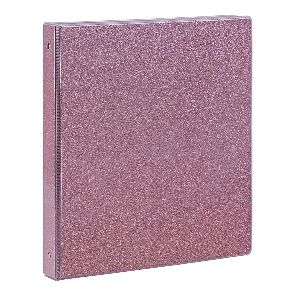 Office Depot Brand Fashion 3-Ring Binder, 1in Round Rings, Light Pink Glitter