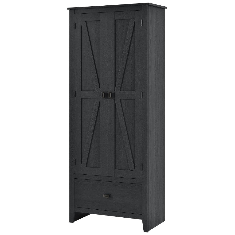 Ameriwood Home Farmington 30in Wide Storage Cabinet, 4 Shelves/1 Drawer, Black Oak