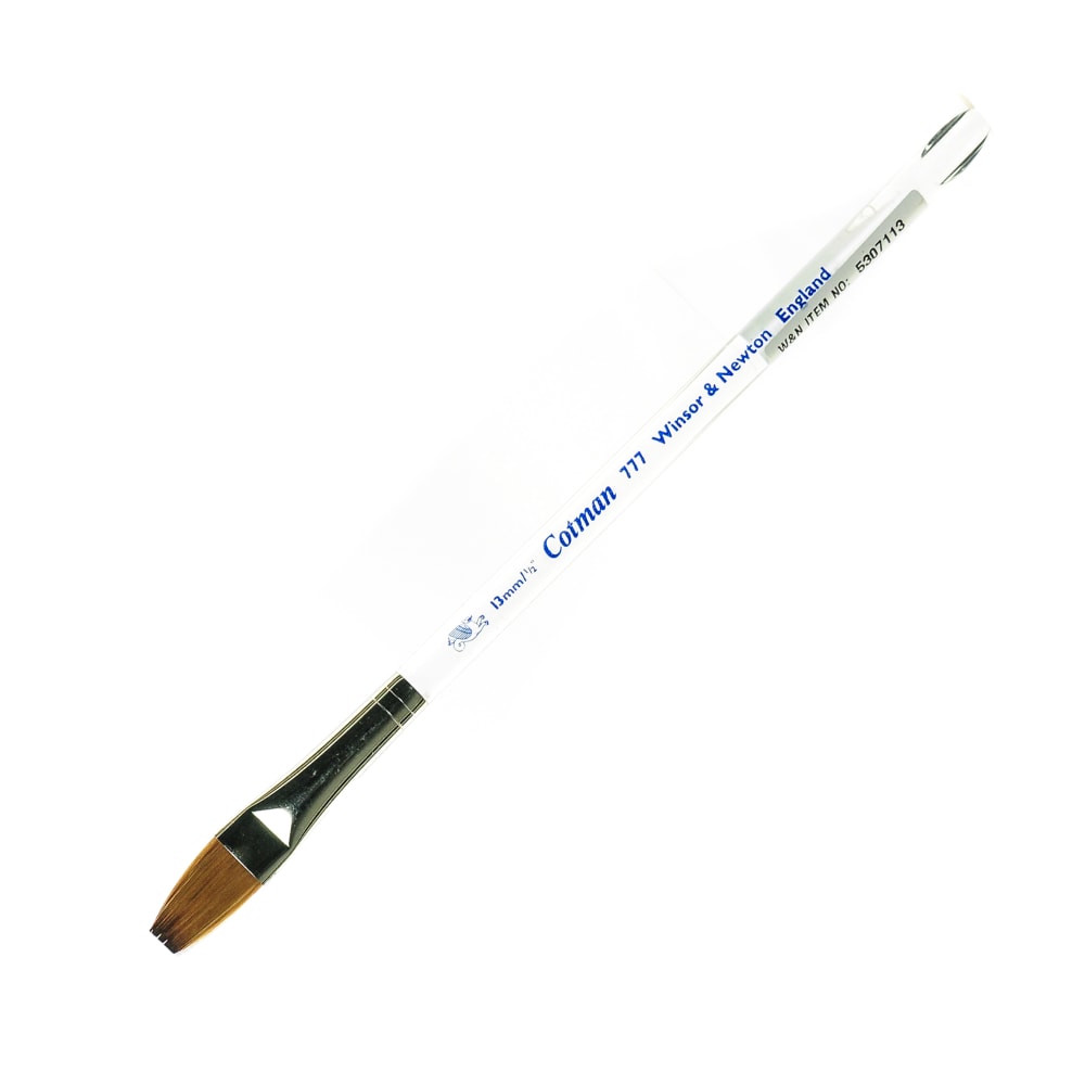 Winsor & Newton Cotman Watercolor Paint Brush 777, 1/2in, One-Stroke Bristle, Synthetic, Clear