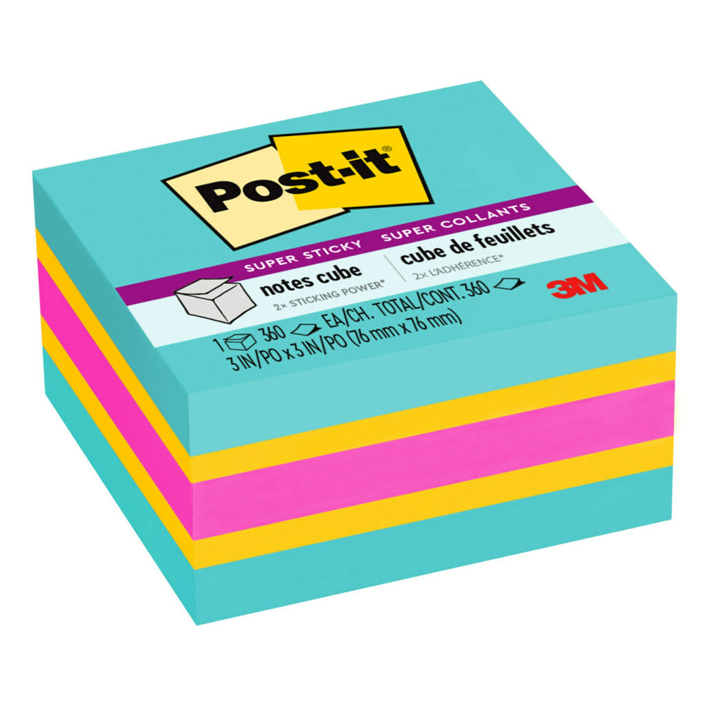 Post-it Notes Cube Notes, 3in x 3in, Bright Colors, Pad Of 360 Sheets