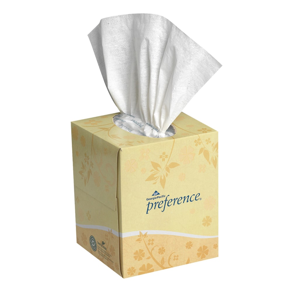 Preference 2-Ply Facial Tissue, White, 100 Tissues Per Box, Case Of 36 Boxes