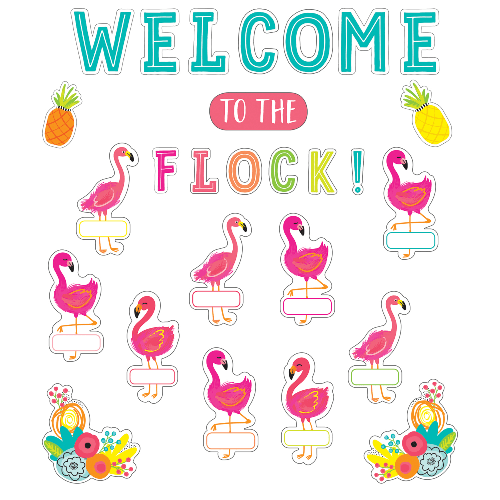 Schoolgirl Style Simply Stylish Tropical Welcome To The Flock Bulletin Board Set, Set Of 54 Pieces