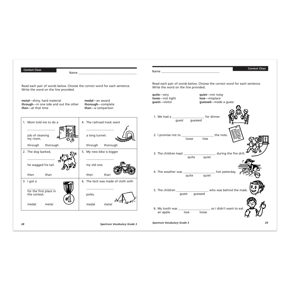 Spectrum Vocabulary Workbook, Grade 3