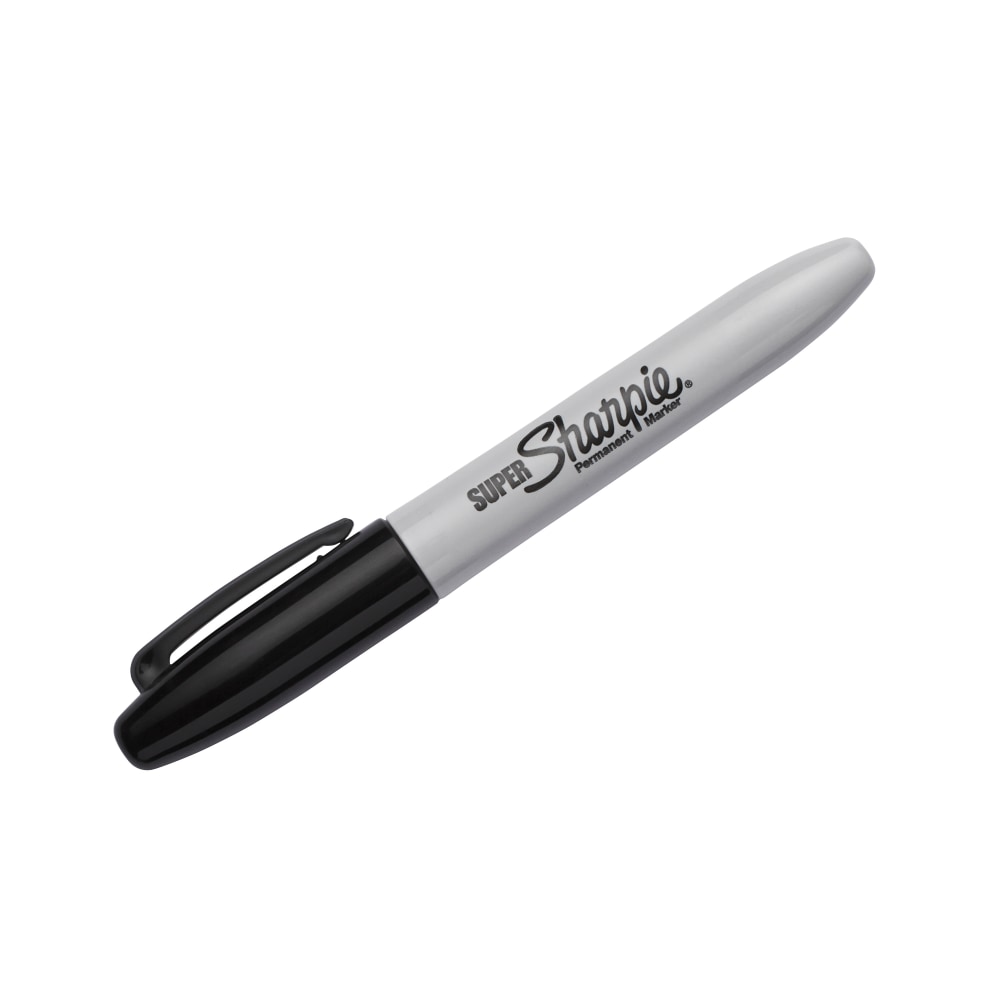 Sharpie Super Permanent Markers, Fine Point, Black Ink, Pack Of 12