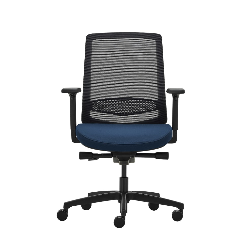 WorkPro Expanse Series Multifunction Ergonomic Mesh/Fabric Mid-Back Manager Chair, Black/Blue, BIFMA Compliant