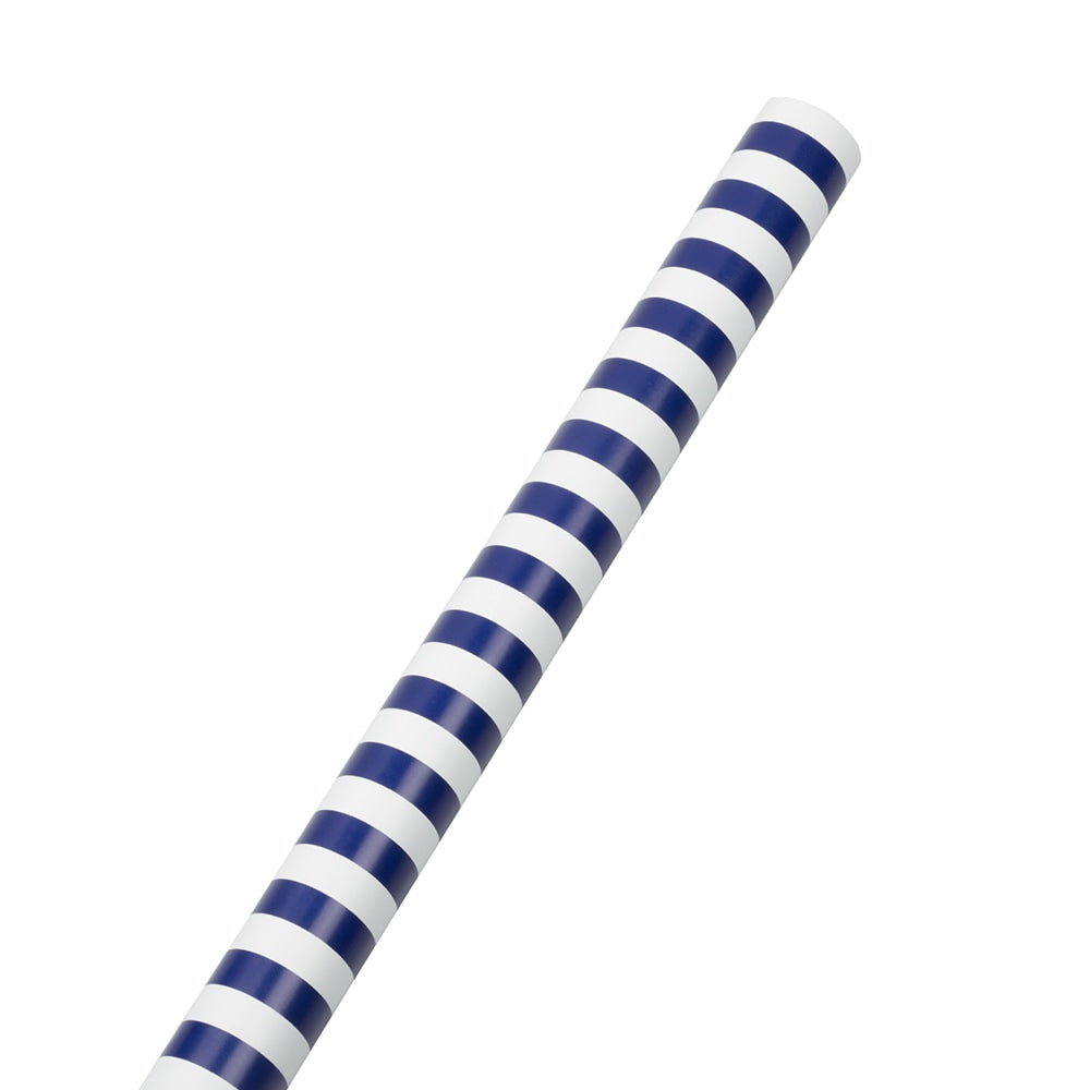 JAM Paper Wrapping Paper, Striped, 25 Sq Ft, Blue & White