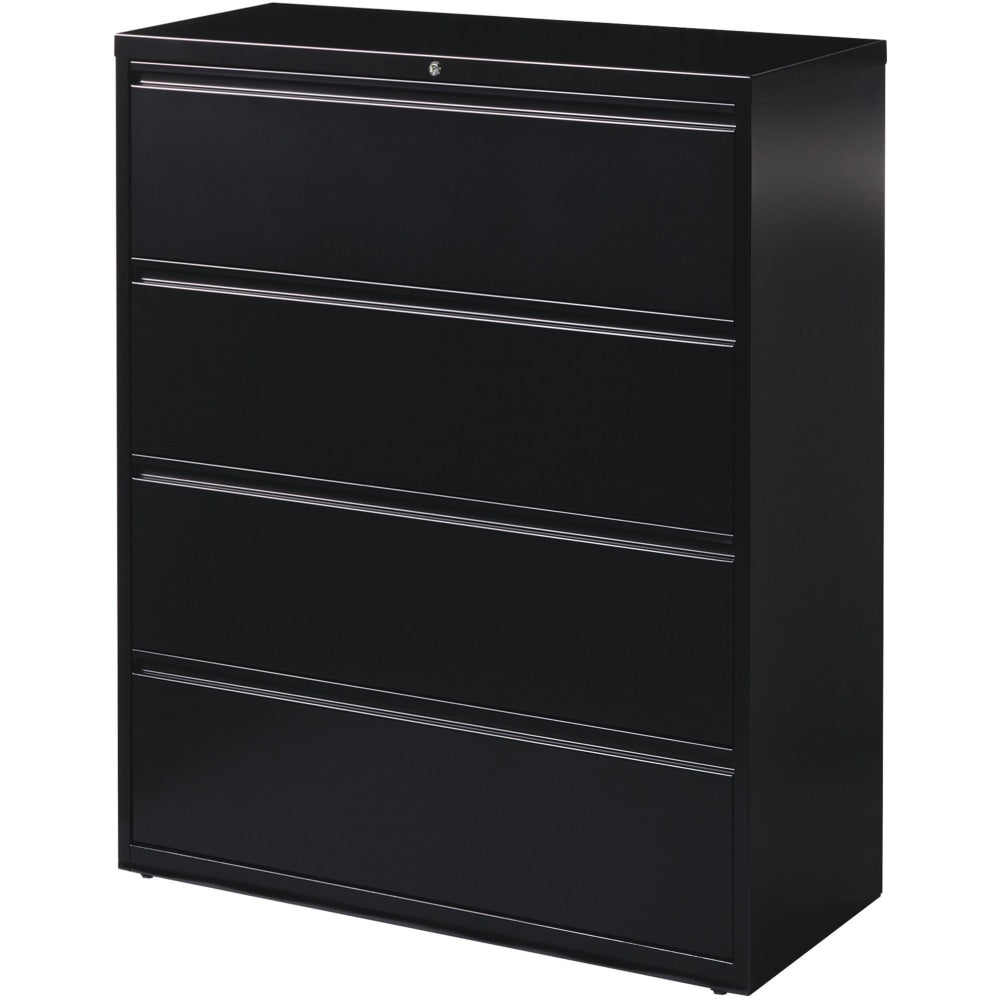 Lorell Fortress 42inW x 18-5/8inD Lateral 4-Drawer File Cabinet, Black