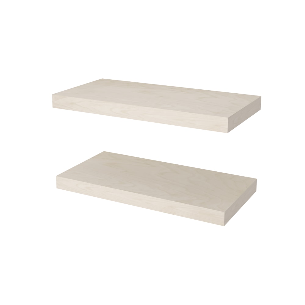 Bestar Universel Floating Shelves, 24in x 12in, Natural Yellow Birch, Set Of 2 Shelves