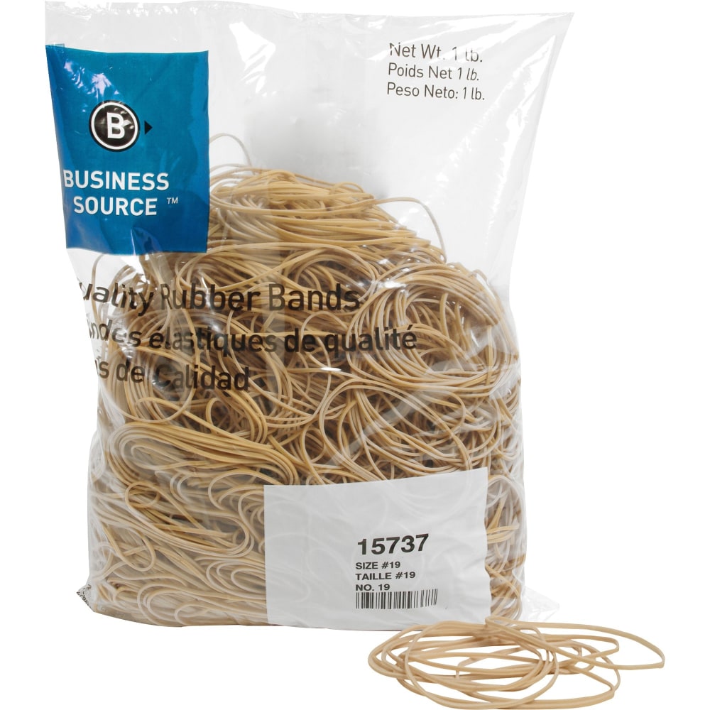 Business Source Quality Rubber Bands - Size: #19 - 3.5in Length x 0.1in Width - Sustainable - 1250 / Pack - Rubber - Crepe