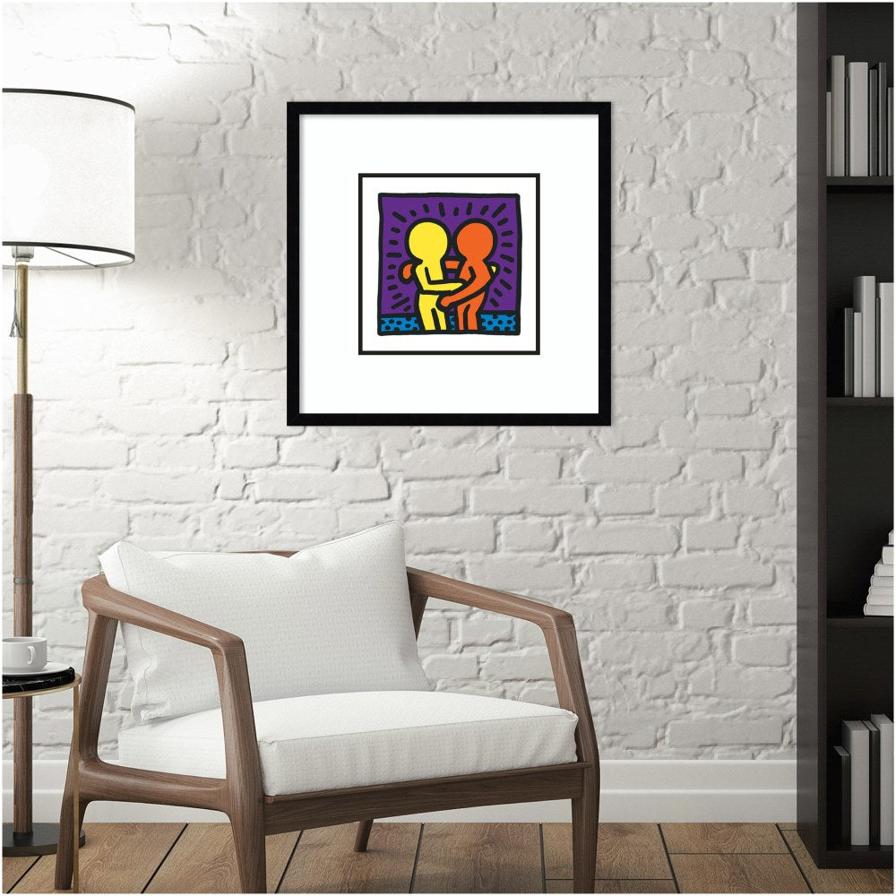 Amanti Art Untitled 1987 by Keith Haring Wood Framed Wall Art Print, 21inW x 21inH, Black