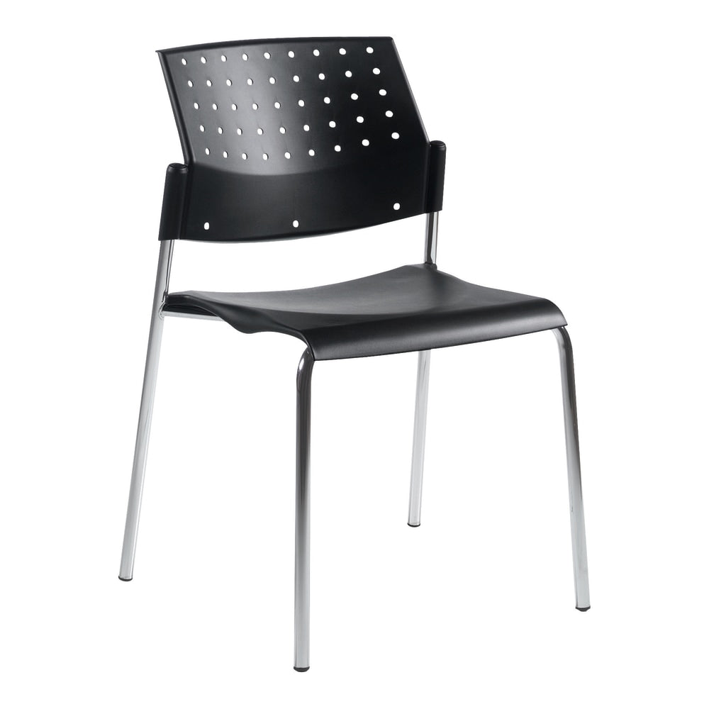 Global Sonic Armless Stacking Chairs, 32inH x 20 1/2inW x 21 3/4inD, Black, Set Of 2