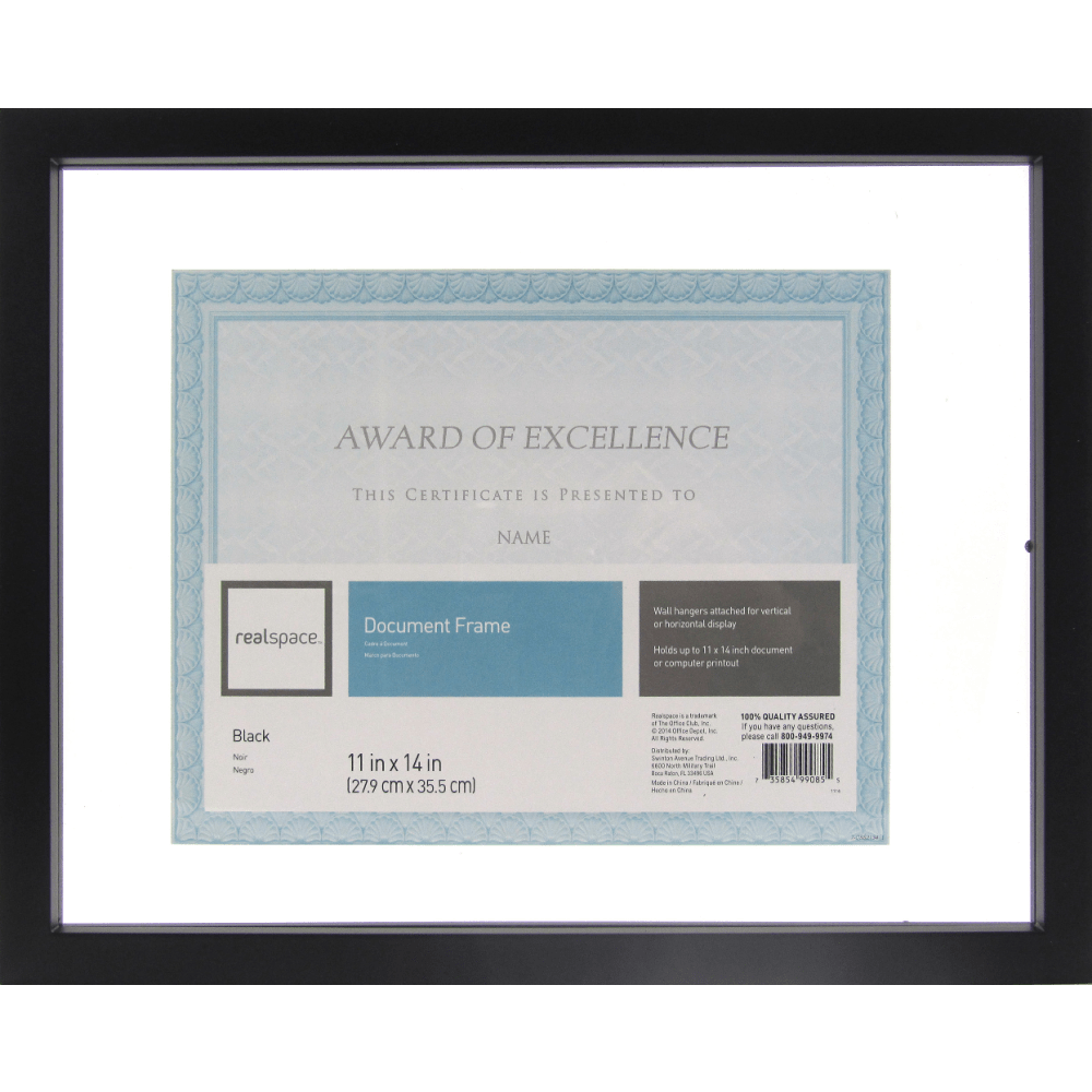 Realspace Gallery Floating Document Frame, 11in x 14in, Black